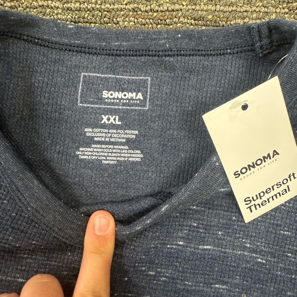Sonoma Men's XXL Heathered Navy Long Sleeve Tee - Picture 2 of 4